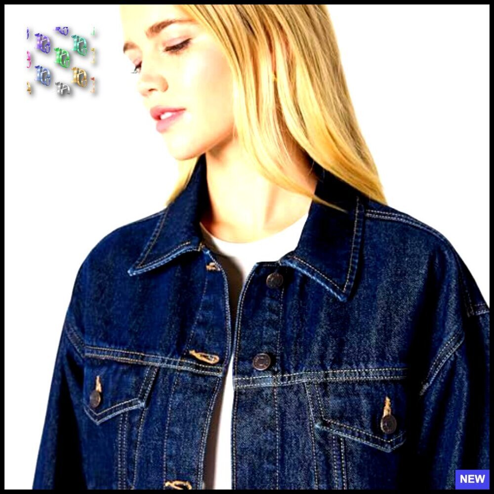 Oversized Trucker Jacket Heavyweight Denim Rigid Fit Y2K Chic Layering - Picture 3 of 7